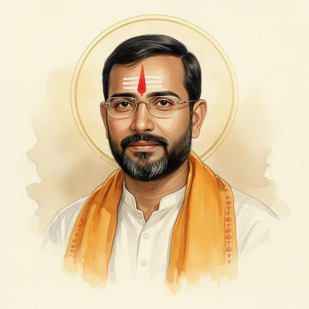 Painted portrait of Guruji Dipen Acharya